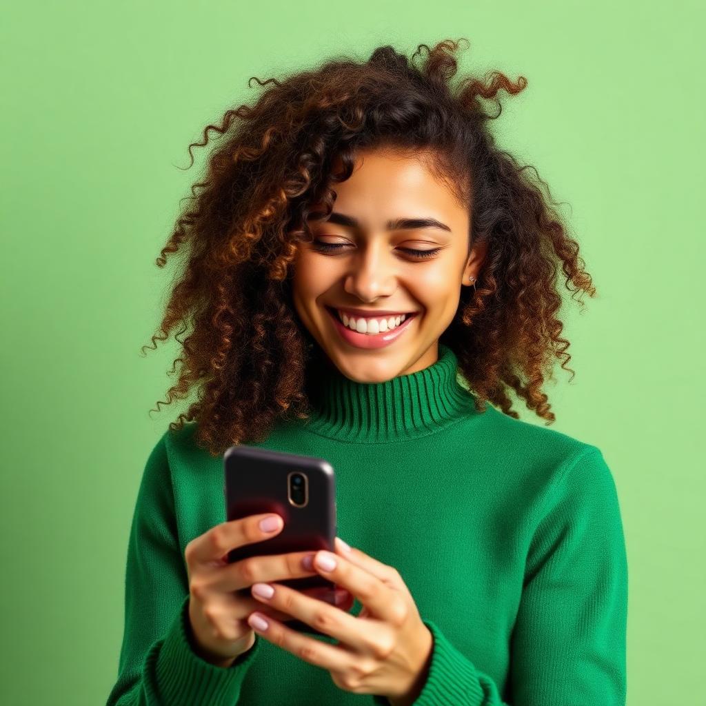 Pessoa sorrindo utilizando o aplicativo da PraQuitar no celular