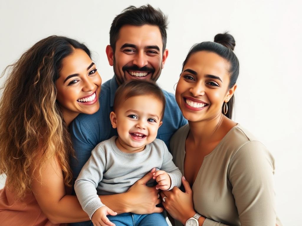 Família sorrindo representando um novo recomeço financeiro